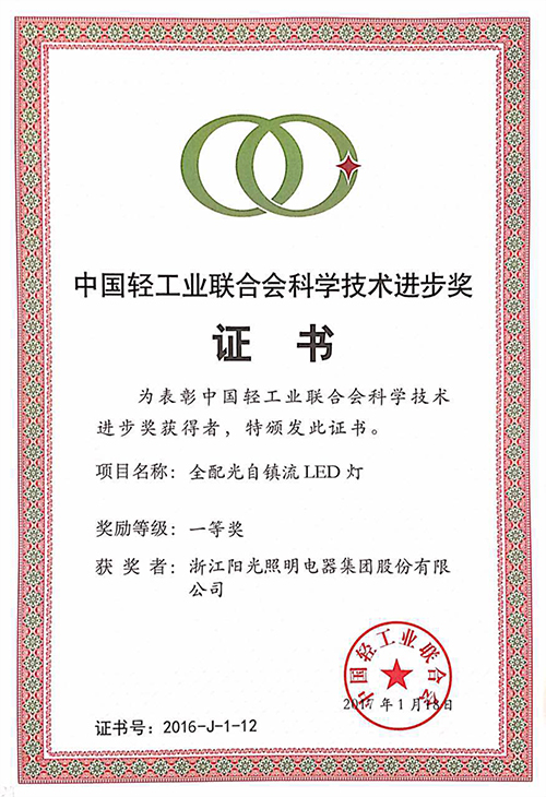 2016中国轻工业联合会科技进步奖